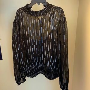 Long sleeve black sheer (with built-in tank top) shirt. Size XL